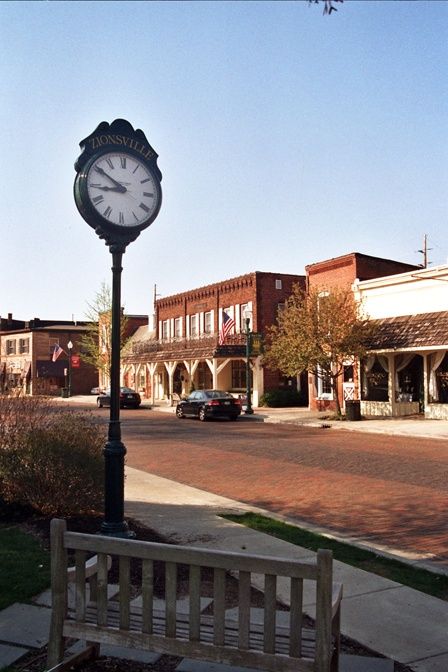 The Zionsville town clock on Main Street