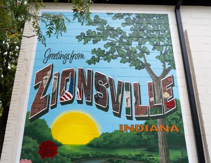 Greetings from Zionsville, Indiana mural